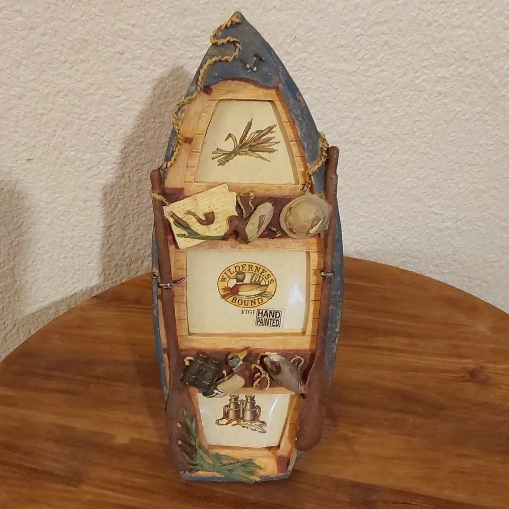 Wilderness Bound Hand Painted Duck Hunting Boat Picture Frame Collage New!